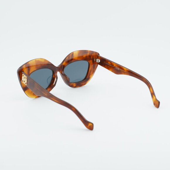 Loewe LW40127F 53V Sunglasses Shiny Havana Cat Eye Frame, Blue Lenses main image 6